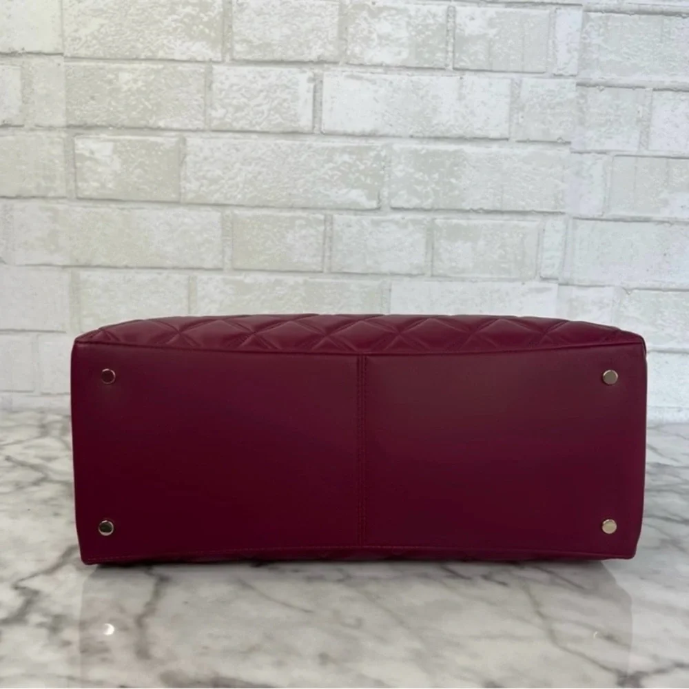 Kate Spade Natalia Burgundy Blackberry Preserves Quilted Leather Shoulder Tote
